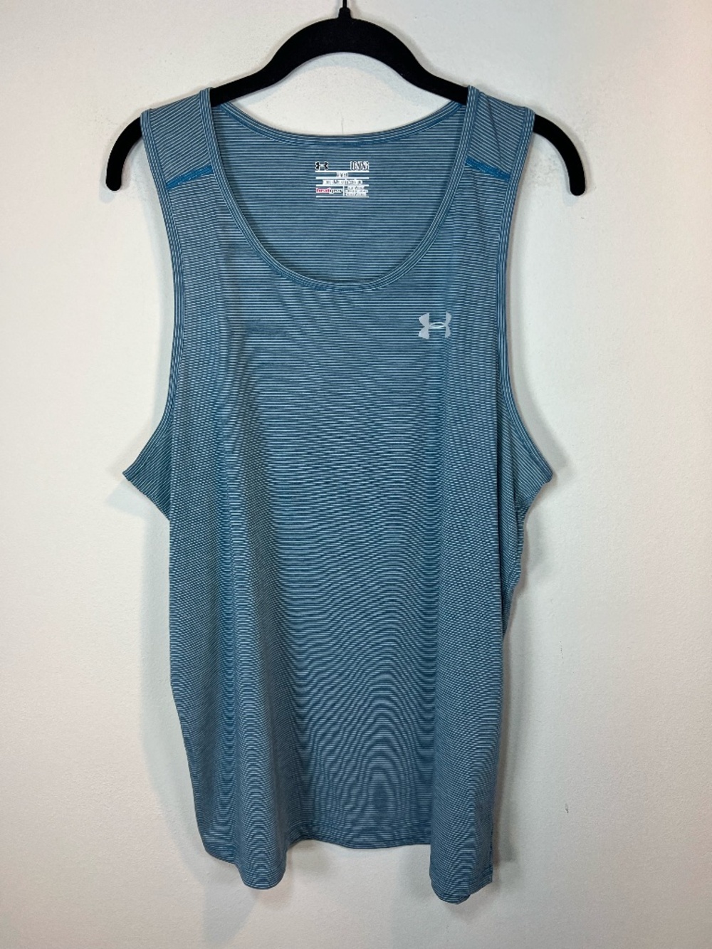 Under Armour HeatGear Threadborne Streaker Tank Top Teal Athletic Workout Large